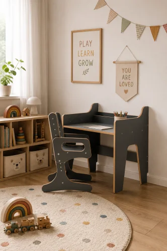 Bureau et chaise réglables – gris