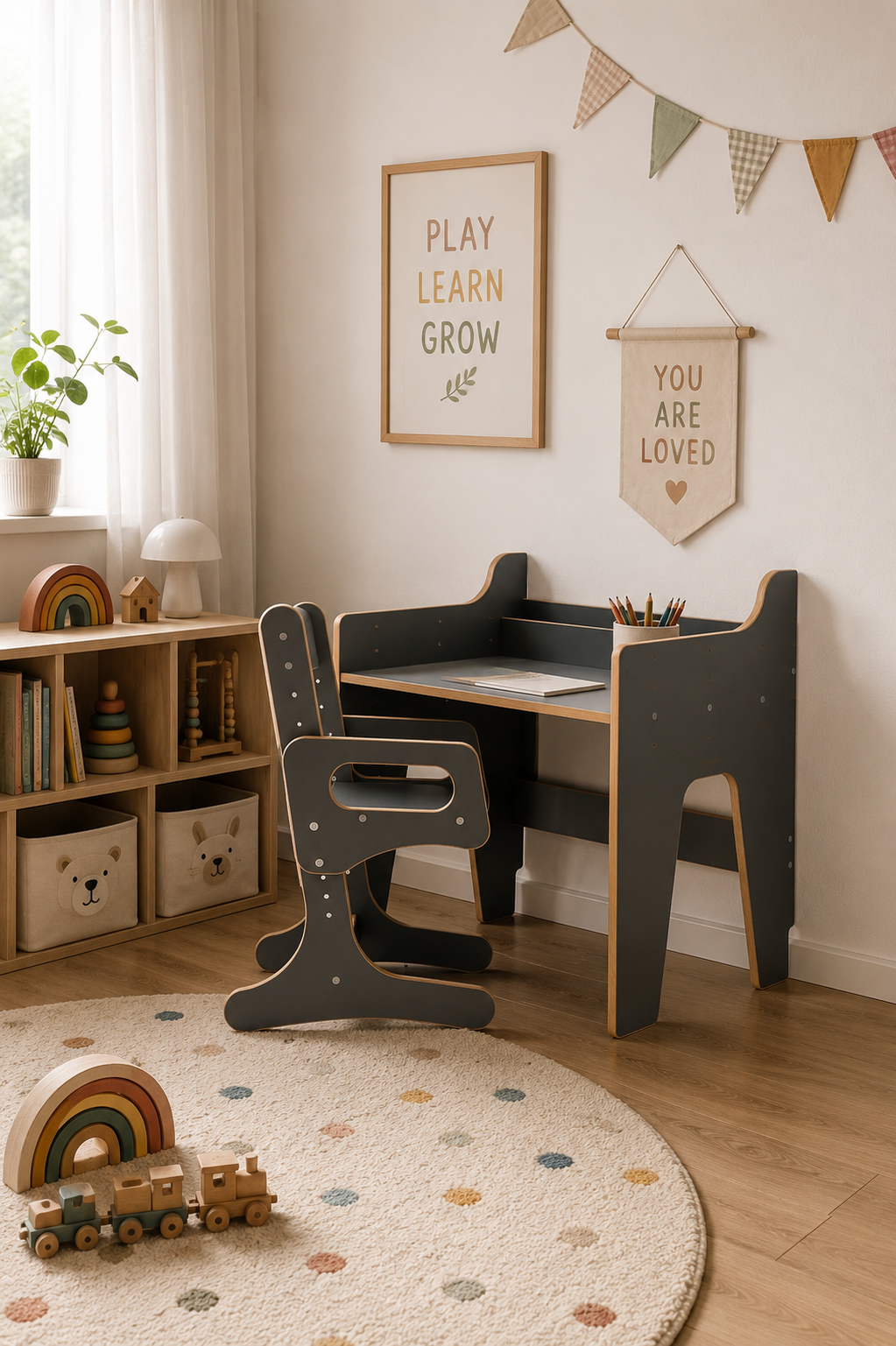 Bureau et chaise réglables – gris